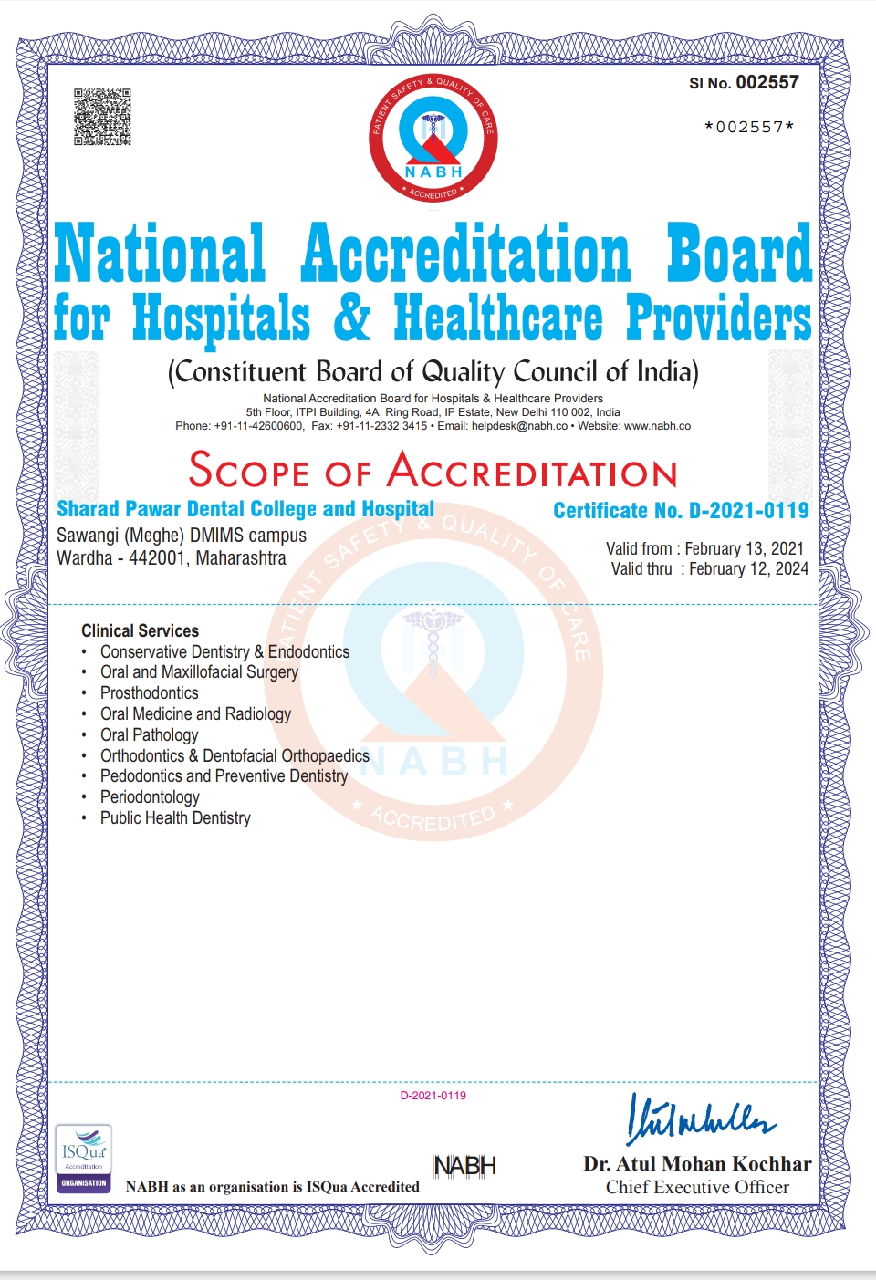 NABH Accreditation for Sharad Pawar Dental College & Hospital