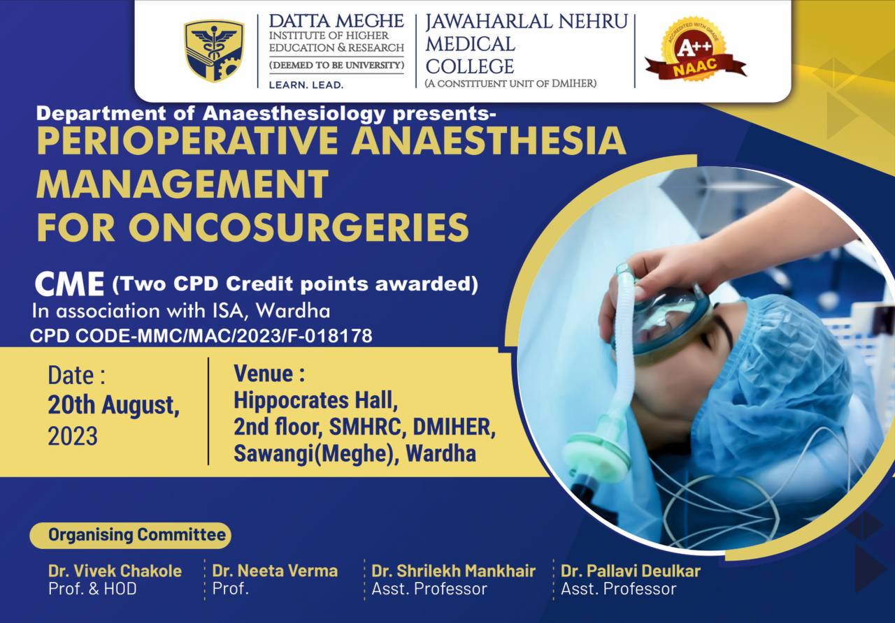 CME Invitation  - Organized by Department of Anesthesiology in Association with ISA Wardha (20, Aug 2023)
